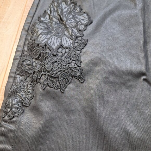 Faux leather black lace mini skirt size 4 goth - Picture 5 of 5